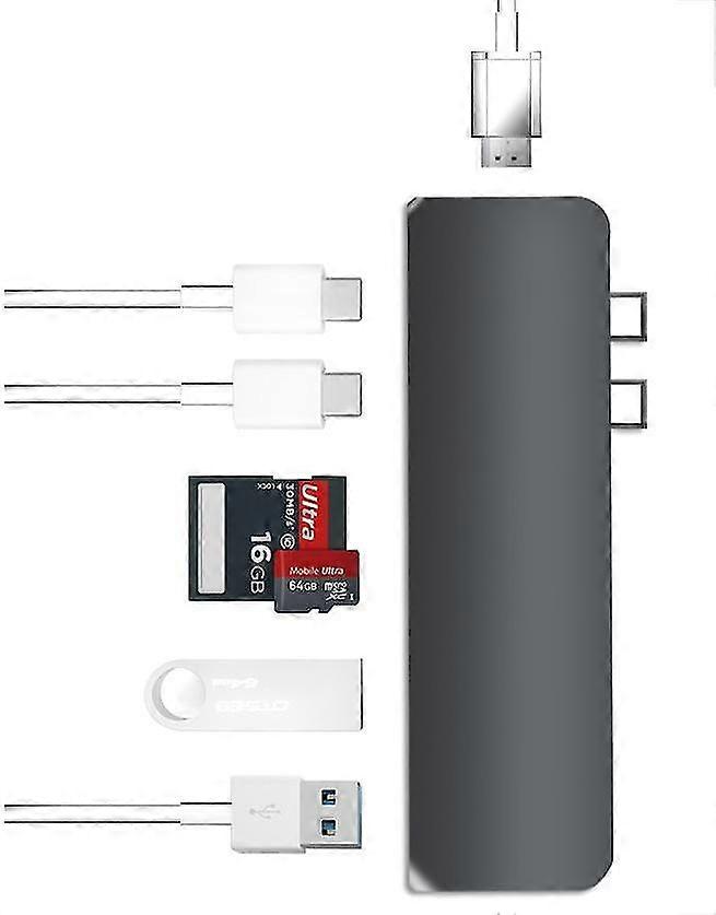 7 in 1 usb c docking station compatible with macbook pro, dual usb 3.0/type c+hdmi+sd card