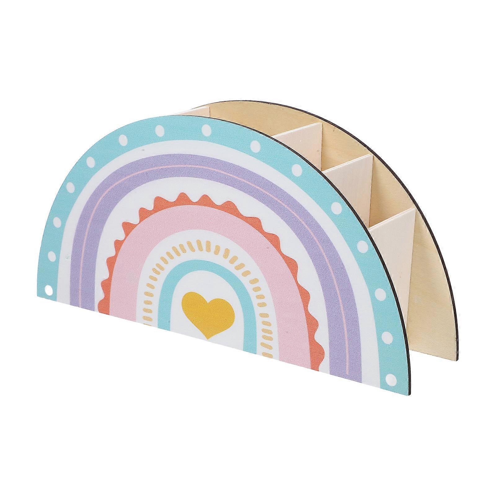 قوس قزح على شكل حامل قلم زخرفية خشبية القلم منظم مكتب منظم قوس قزح حامل القلم