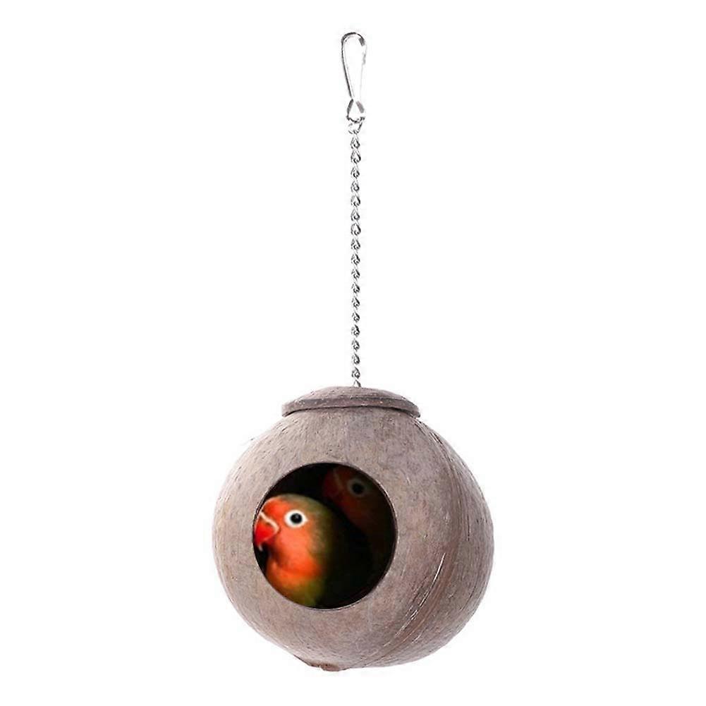 Natural Coconut Shell Bird Nest House Hut Cage for Pet Parrot Budgies Parakeet