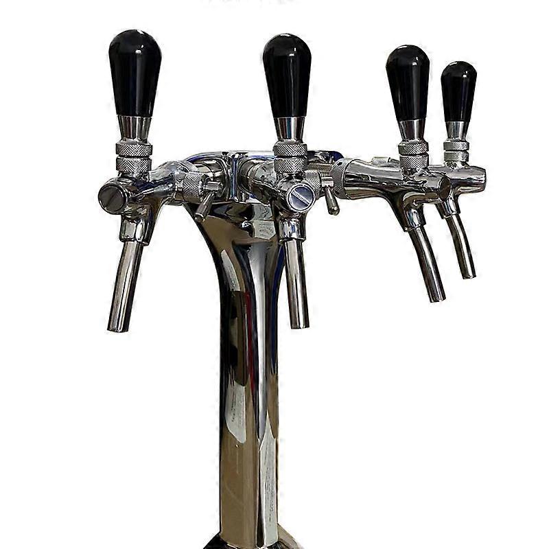 Robinet de bere Tiraj 4 linii Golden Tower cu insignă de etichetă de bere pentru butoi Kegerator, kit de dozare de bere de casă lustruită