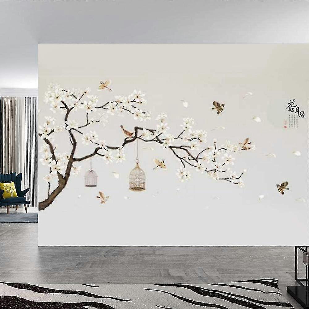 Ctmw Flower Tree Bird Wall Stickers, Elegant Tree Wall Stickers Beautiful Home Backgrounds Larg