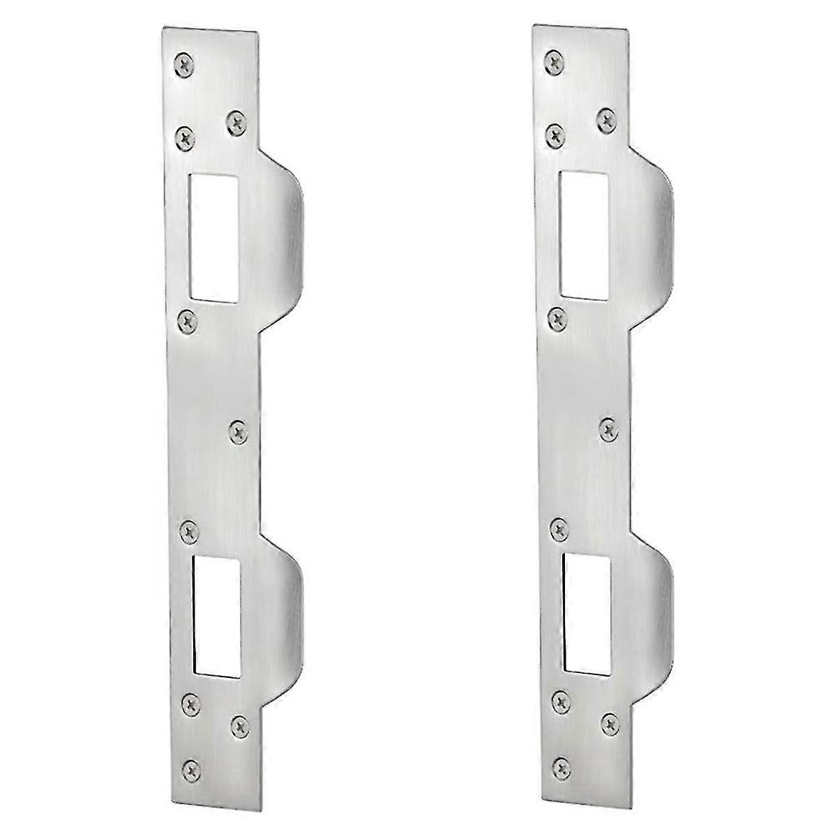 Door Strike Plate Double Holes, Heavy-duty Latch Reinforcement Plate For Door Handle And Deadbolt (2pcs, Silver)