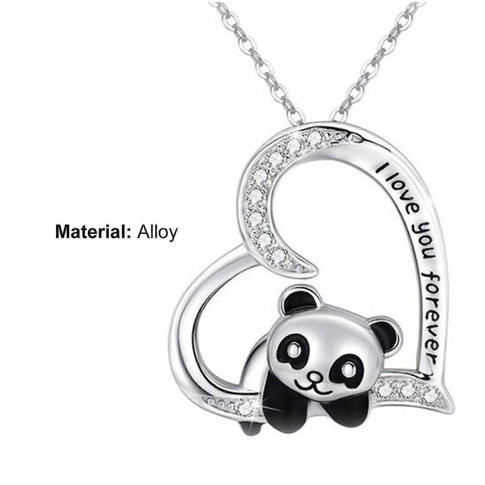 Heart Rhinestone Pendant Panda--