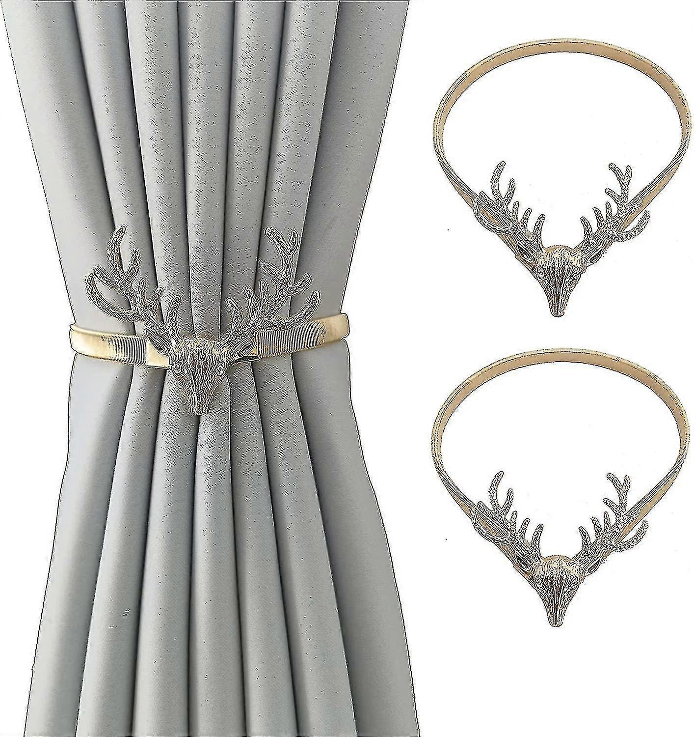 2-pack Window Curtain Tiebacks,nordic Modern Simple Style Curtain Tie Backs Decorative With Spring Curtain Strap, Metal Plating Decorative Accessories