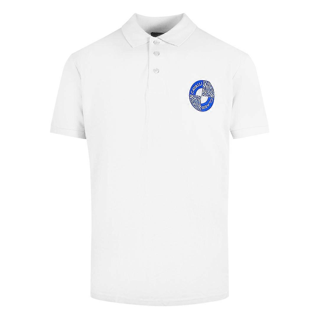Cavalli Class Circle Logo White Polo Shirt