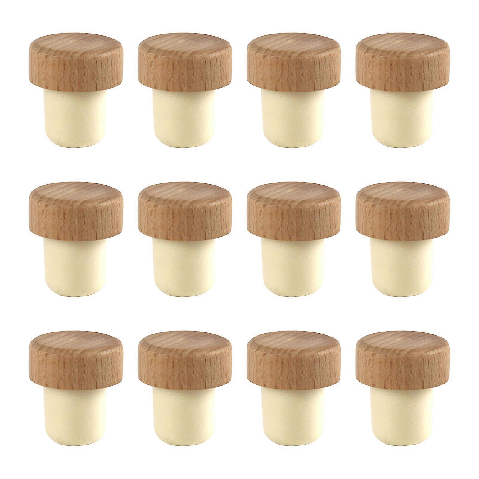 12Pcs Wine Cork T Shape Long Lasting Wood Strong Sealing Leak-proof Bottle Plug Stopper for Daily Use KAESI