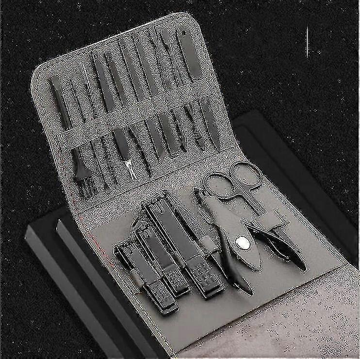 16pcs Stainless Steel Nail Clipper Tool Kit-grey