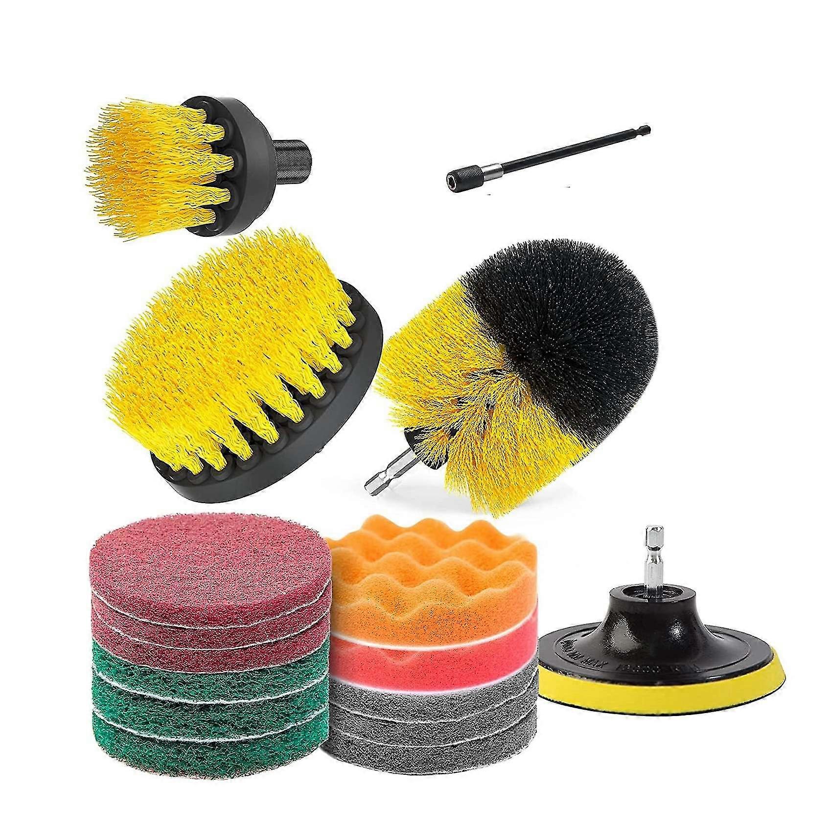 16 Piece Power Scrubber Cleaning Brush Extended Long Attachment Set All Purpose Drill Scrub Brushes