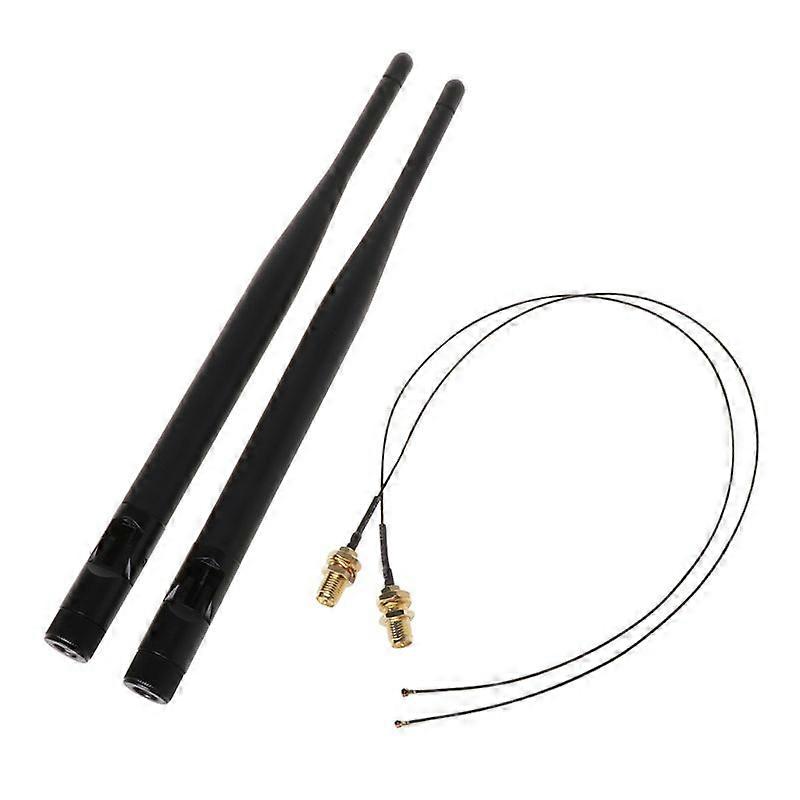 2x 6dBi for M.2 IPEX MHF4 U.fl Cable to RP-SMA Wifi Antenna Signal Cable Set