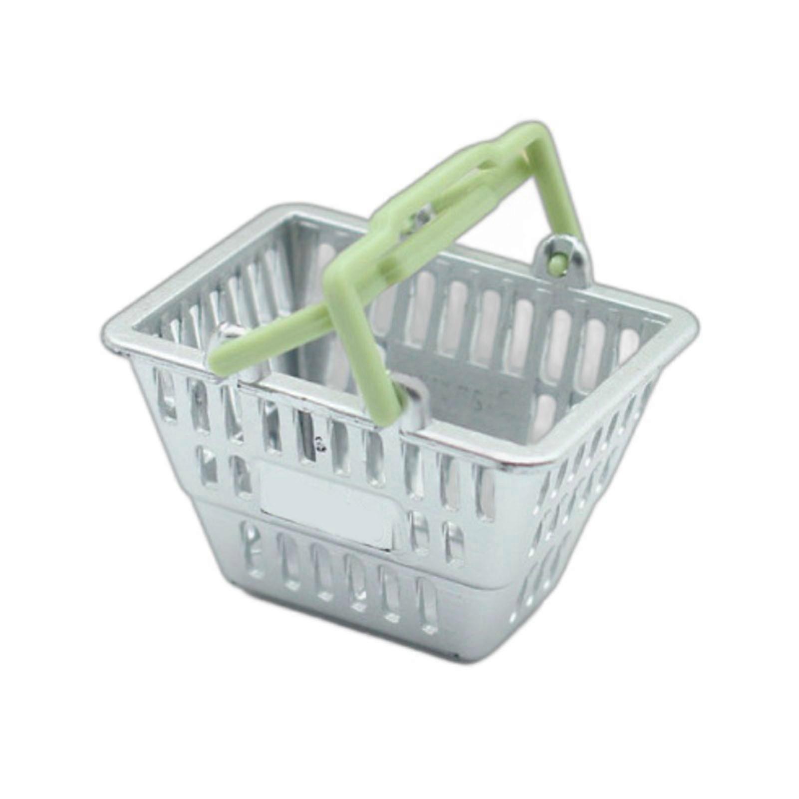Miniature Shopping Basket Mini Supermarket Basket Model Tiny Grocery Basket Handbasket Ornament Toy DIY Dollhouse Decoration Accessories Photo Prop