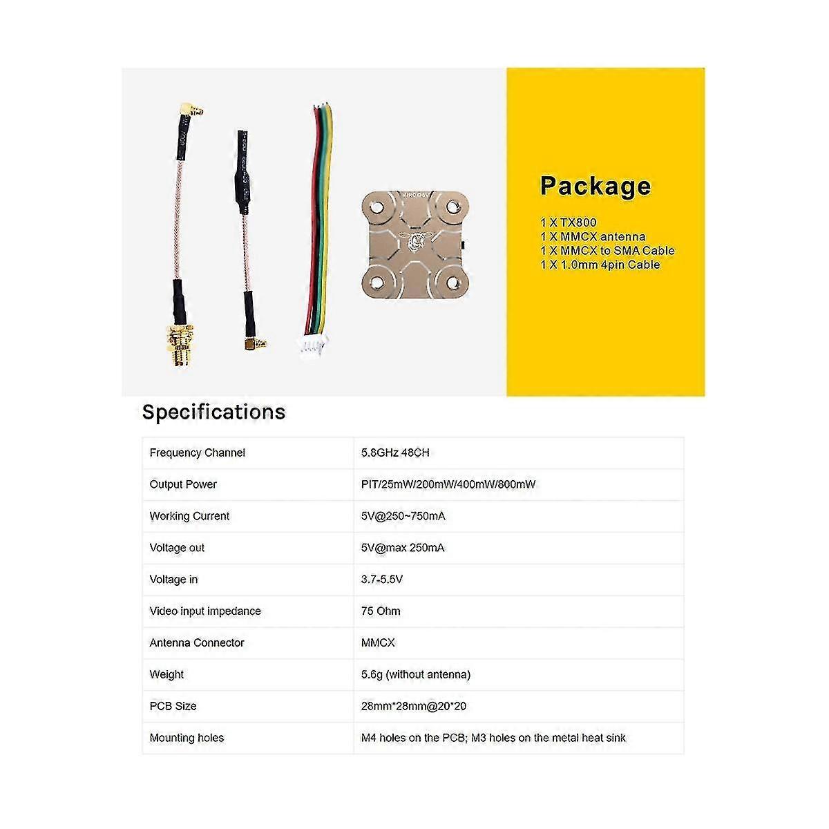 SpeedyBee TX800 FPV Video Transmitter VTX Maximum Output Long Range Transmitter 200MW / 400MW / 800MW