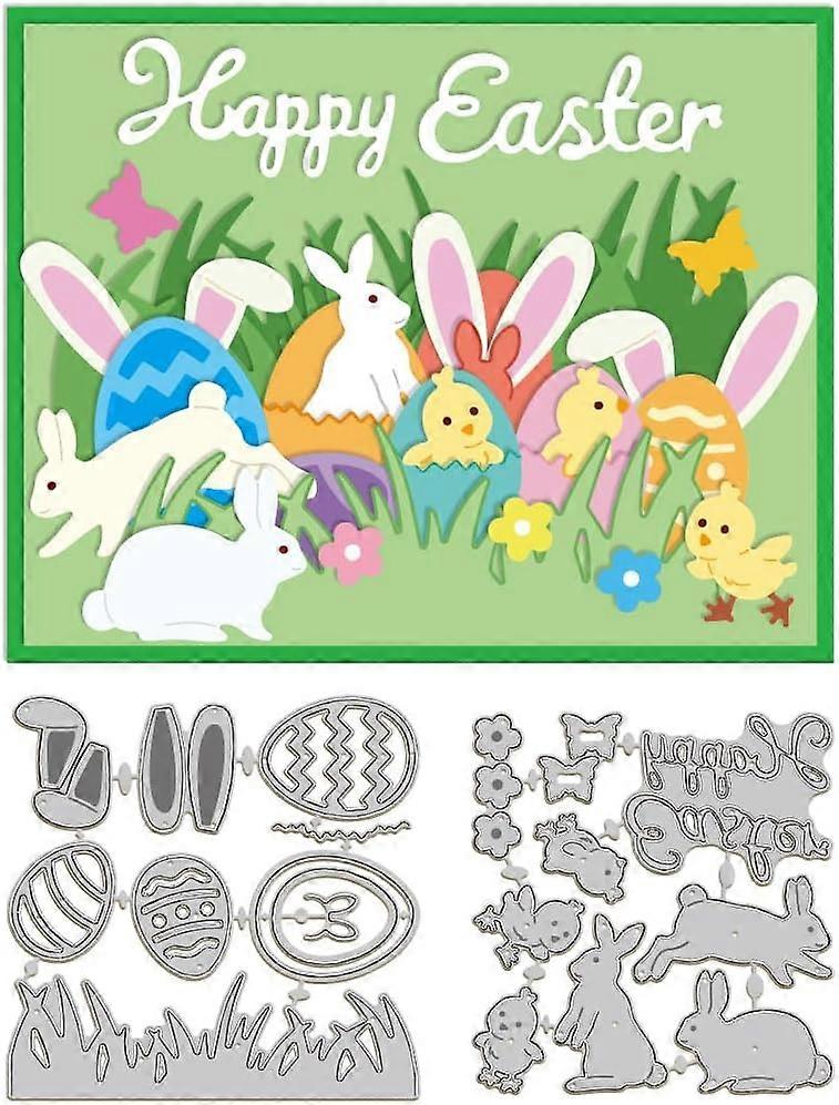 Easter Rabbits Cutting Dies for Card Making Easter Eggs and Chicken Metal Die Cuts Cutting Dies Template DIY Scrapbooking Embossing Paper Album Craft 