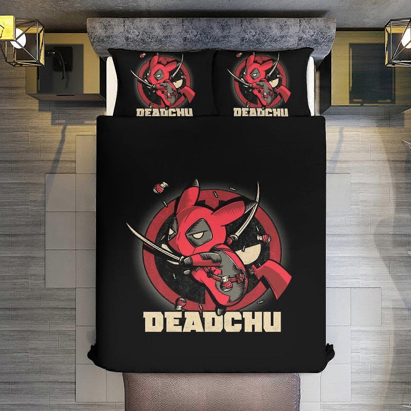 v168  Bed Sheets Bedding Pokmon 3 Piece Sets Full/Queen Size - Reversible Microfiber Quilts with Shams Soft Lightweight Bedspread Coverlet Comforter f