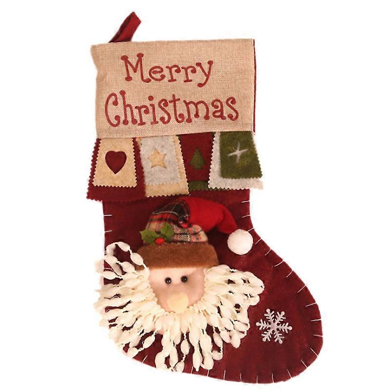 EVAGO Christmas Candy Gift Stocking Bag, Snowman, Reindeer, Xmas Character 3D Plush with Faux Fur Cuff Christmas Decorations and Party Accessory