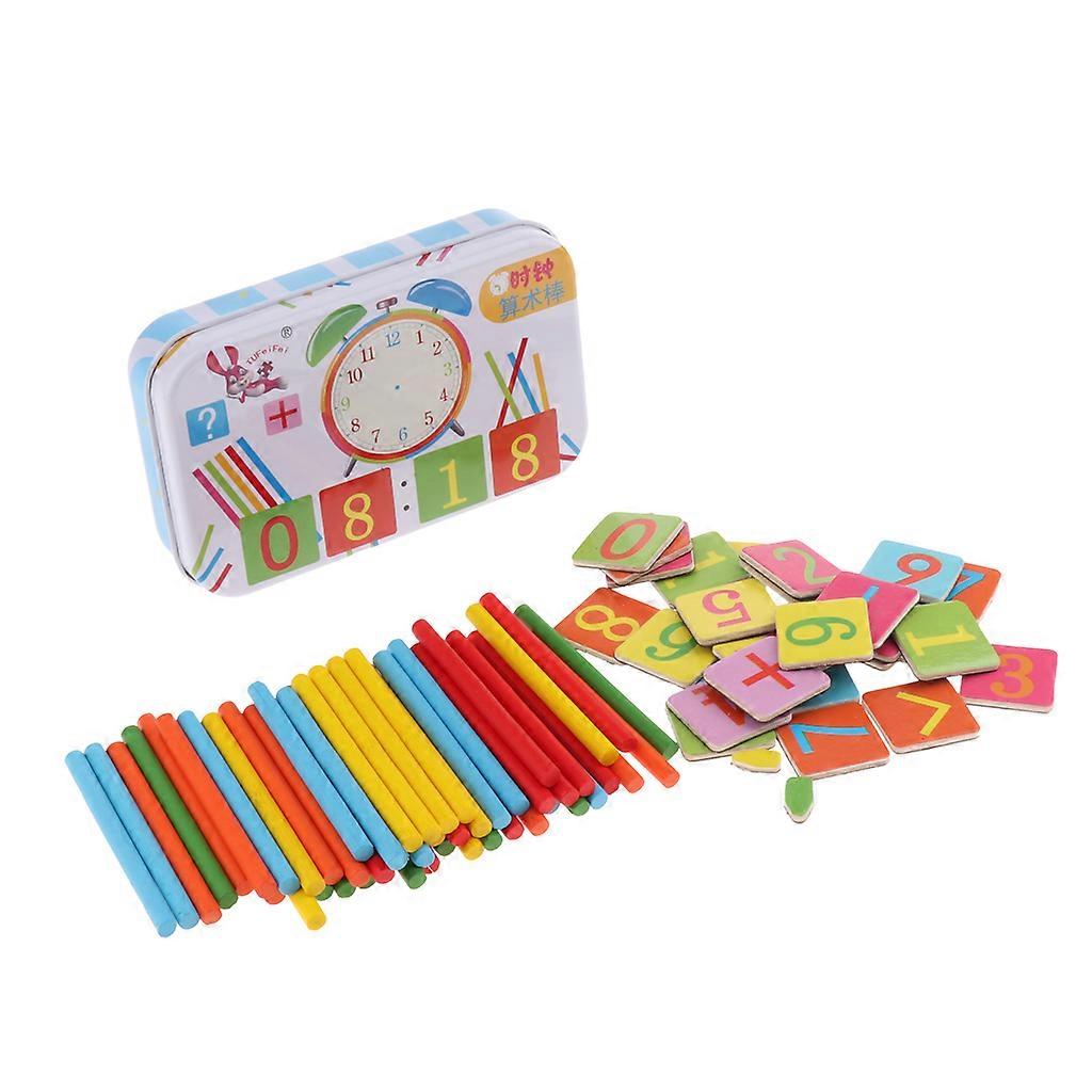Math Calculation Children Counting Stick in Tin Box Preschool Learning Toys