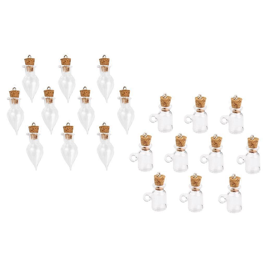 20pcs Tiny Mini Bouteilles en verre Flacons Clear Empty Pendentif Charmes Résultats