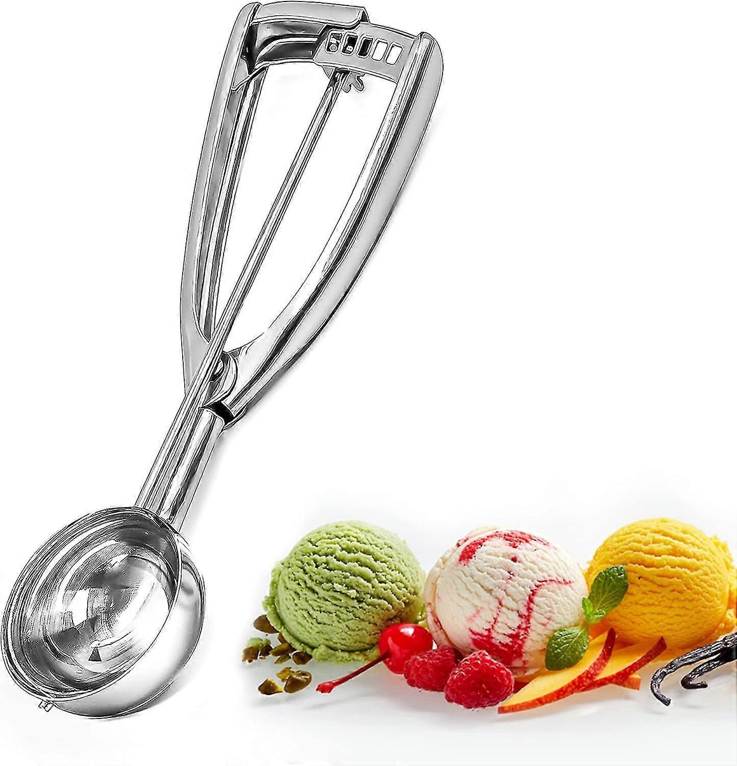 Bixel Ice Cream Scoops with Easy Trigger - Medium Sized (5cm) 304 Stainless Steel Cookie Scoop for Meatballs, Mellon Balls, Mashed Potatoes and Muffi
