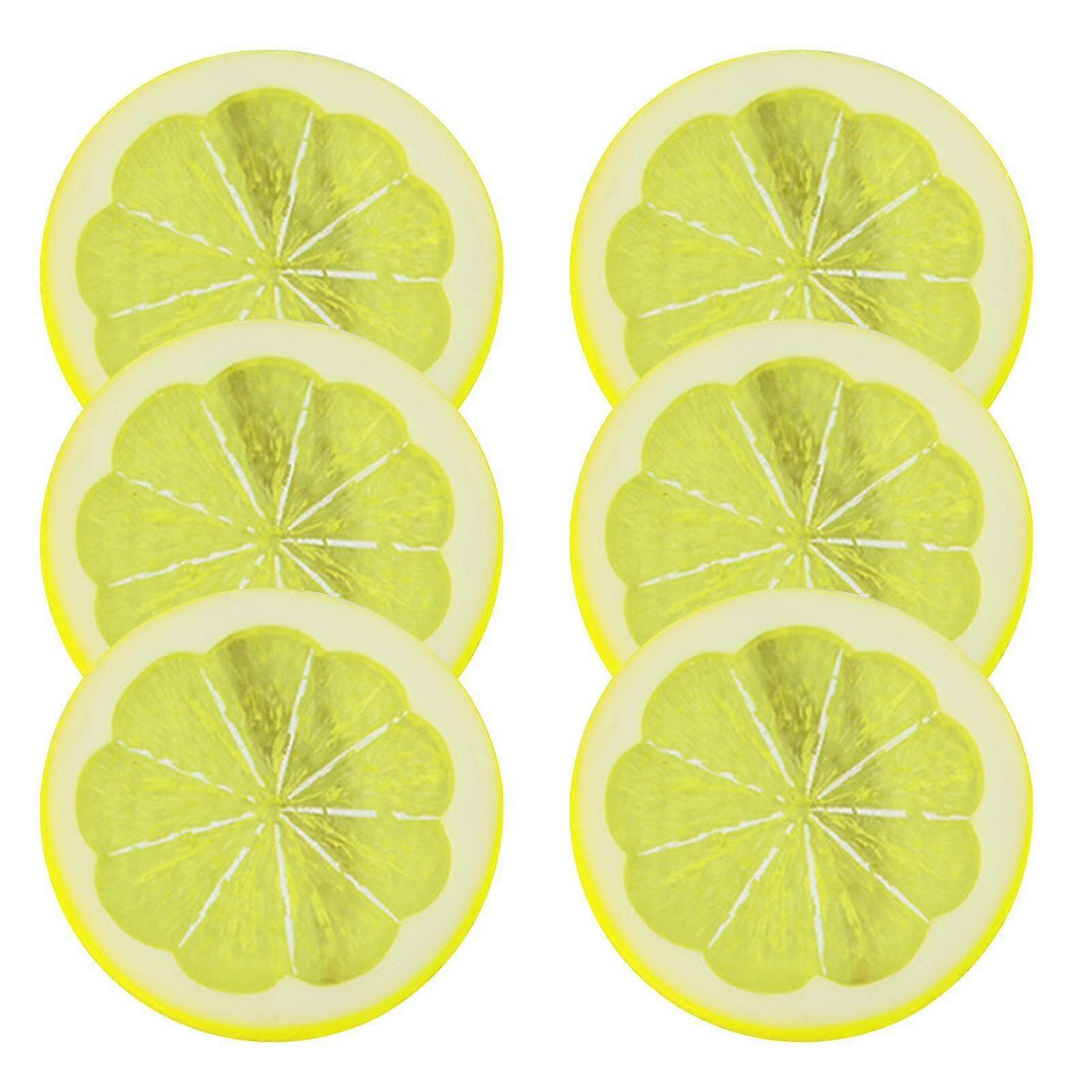 פרוסת לימון צהובה מלאכותית קישוט פרי לימון מציאותי (6pc)