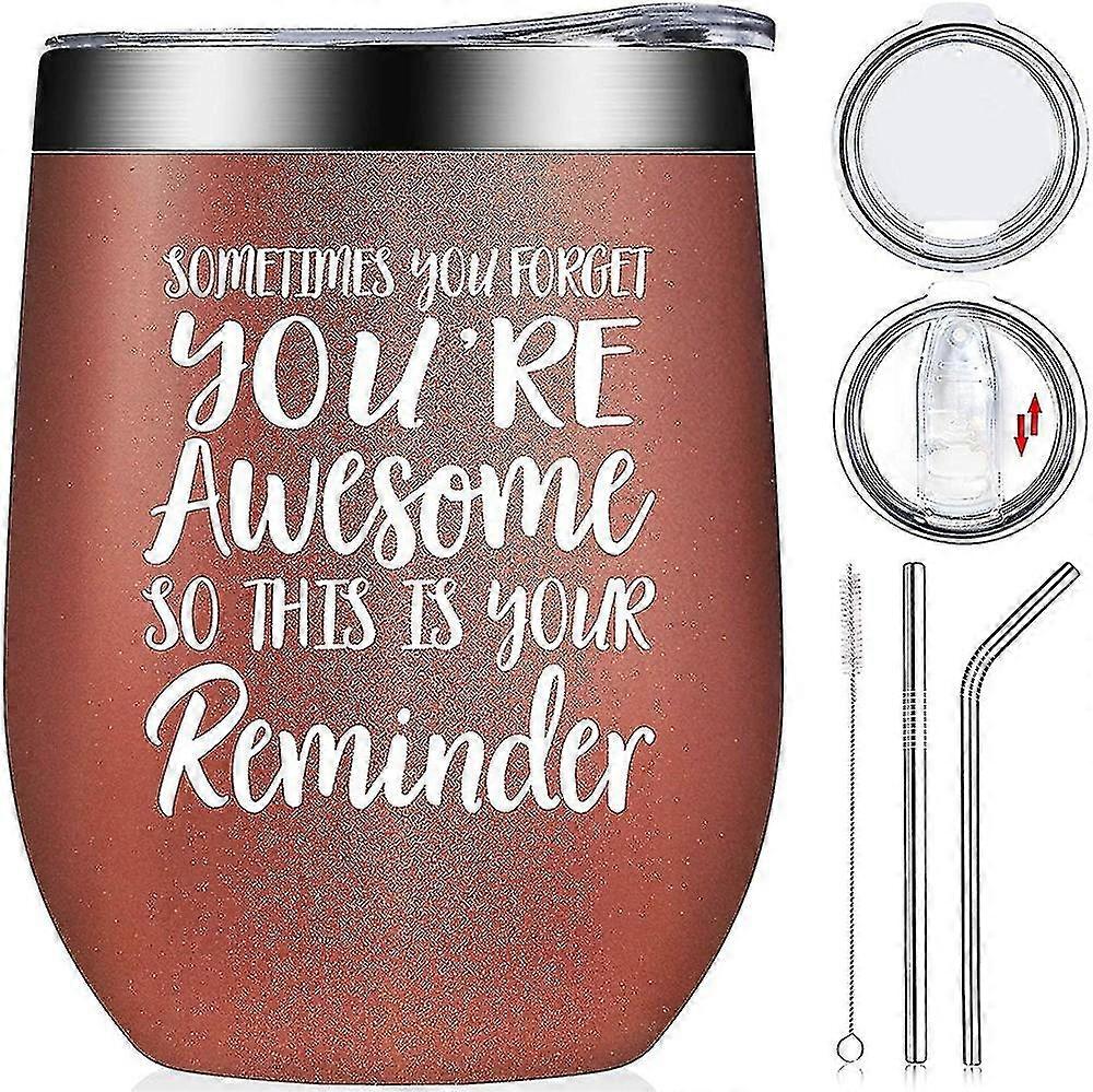 ワインタンブラー、絶縁ステンレス鋼タンブラー(12オンス、ローズゴールド)