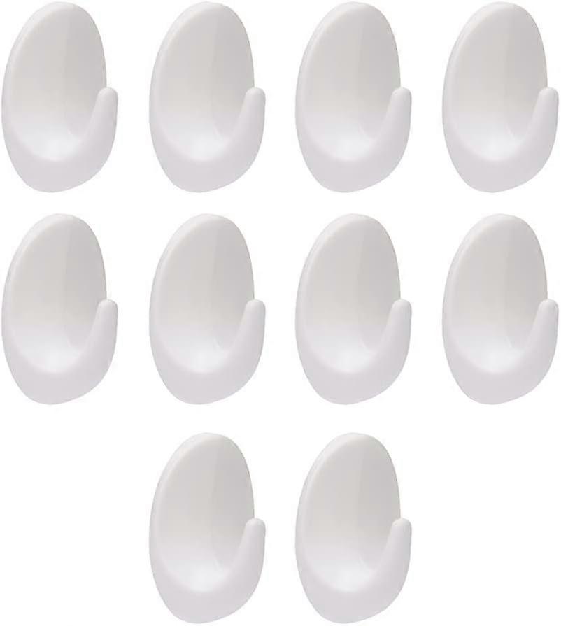 10 Pack Oval Plastic Wall Hooks Multi-Purpose Hanger for Kitchen Bathroom Office Closet