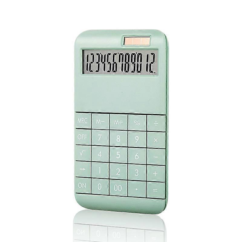 Green Desktop Calculator Standard Function, 12 Digit Large LCD Display and Big Key, Battery/Solar Powered