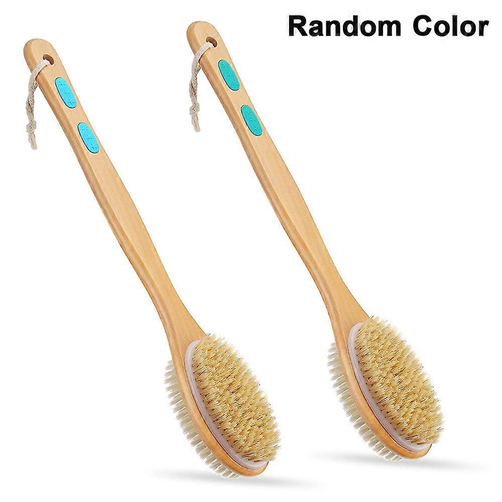 Ergonomically Back Scrubber for Shower - Double-Sided Back Brush Long Handle for Shower, Wet & Dry Brush for Cellulite and Lymphatic