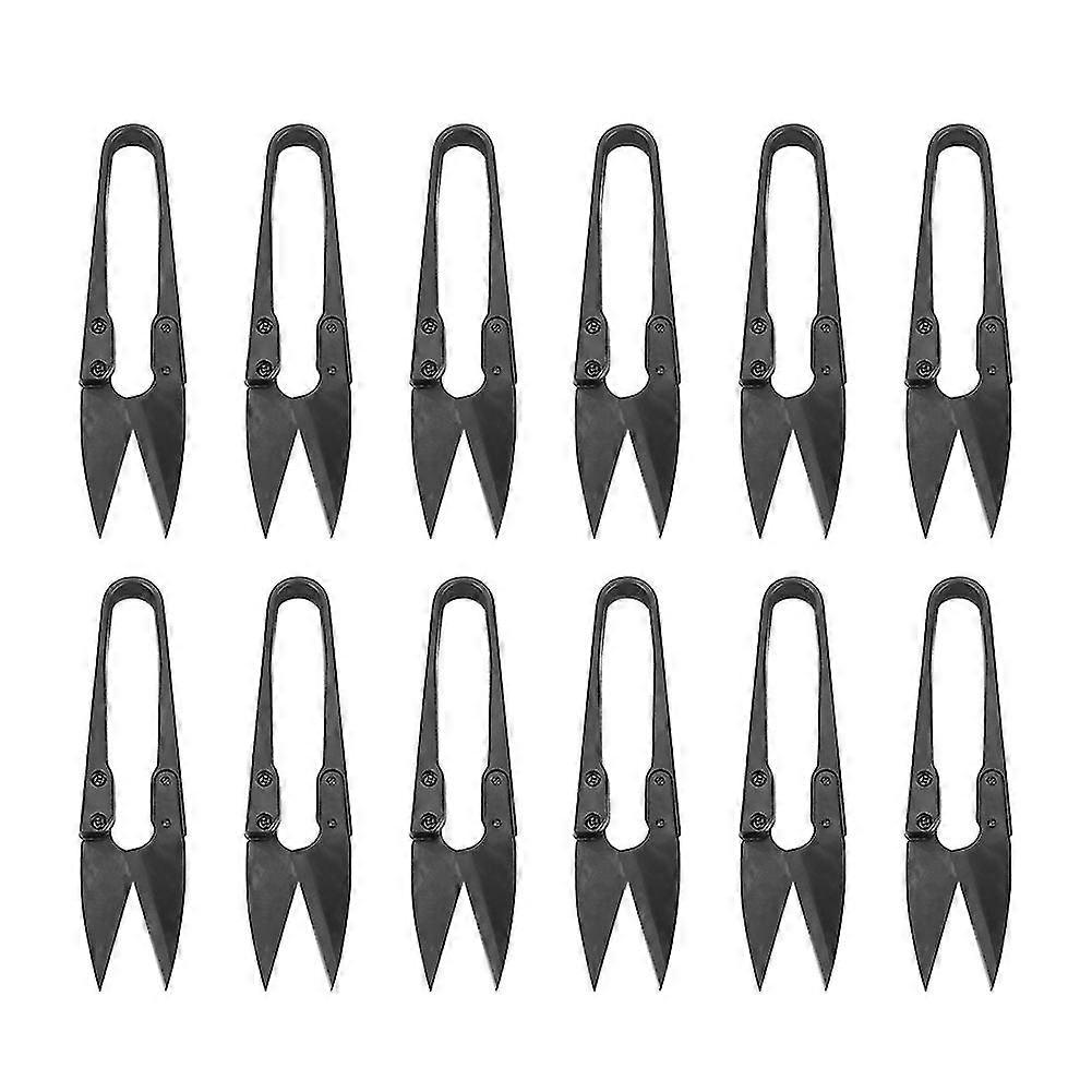 12 Pcs/pack Black Small Yarn Scissors Thread Scissors For Household Use