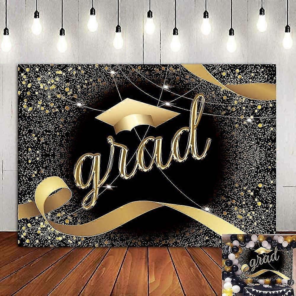 Class Of 2021 Graduates Backdrops Bachelor Cap Ribbon Gold Glitter Graduation Party Photography Background Congrats Grad Event Photo Studio Props Bann