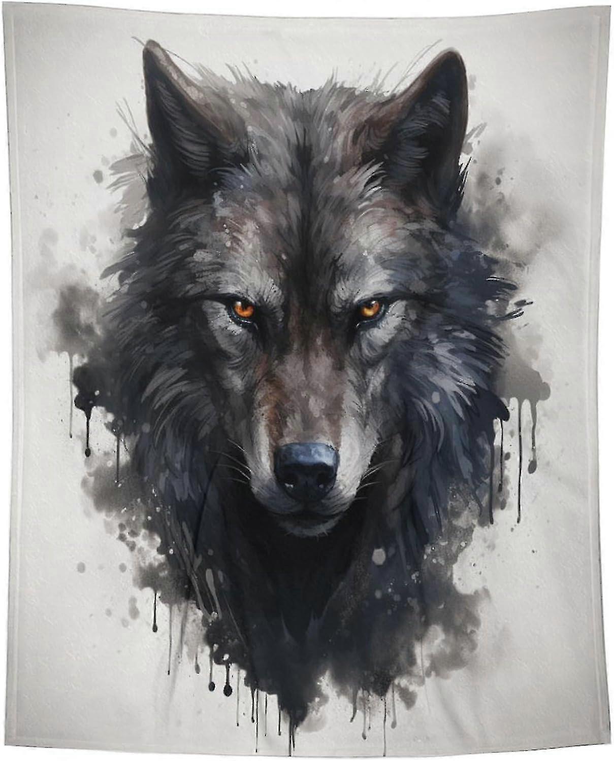 بطانية رمي الذئب للديكور المنزلي بطانية ناعمة وخفيفة الوزن قابلة للتنفس والرطوبة ، Q / Q1051ids10913