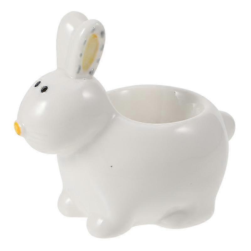 1Pc Ceramic Egg Tray Egg Ceramic Cup Porcelain Egg Cup Rabbit Shaped Egg Plate