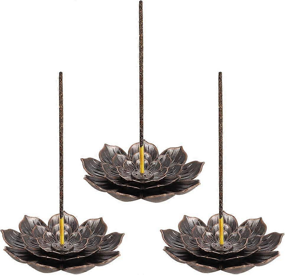 3 kpl Retro Lotus-pidike Messinkisuitsukkeiden pidike Lotus Stick suitsukepoltin ja kartio suitsukepidike 6 suitsukereikää