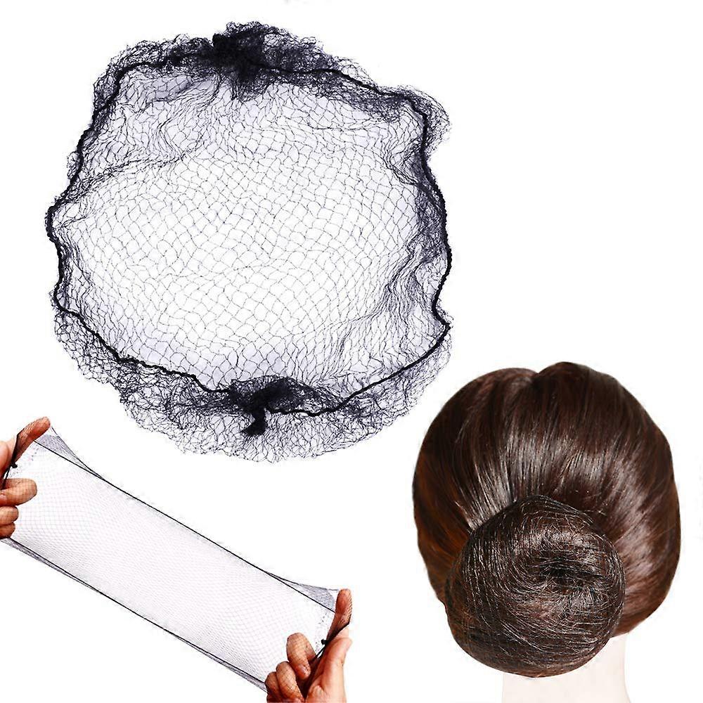 50pcs Hairnet Hair Net for Bun Invisible Elastic Mesh 20inch 50cm (Bulk Packing,Black)