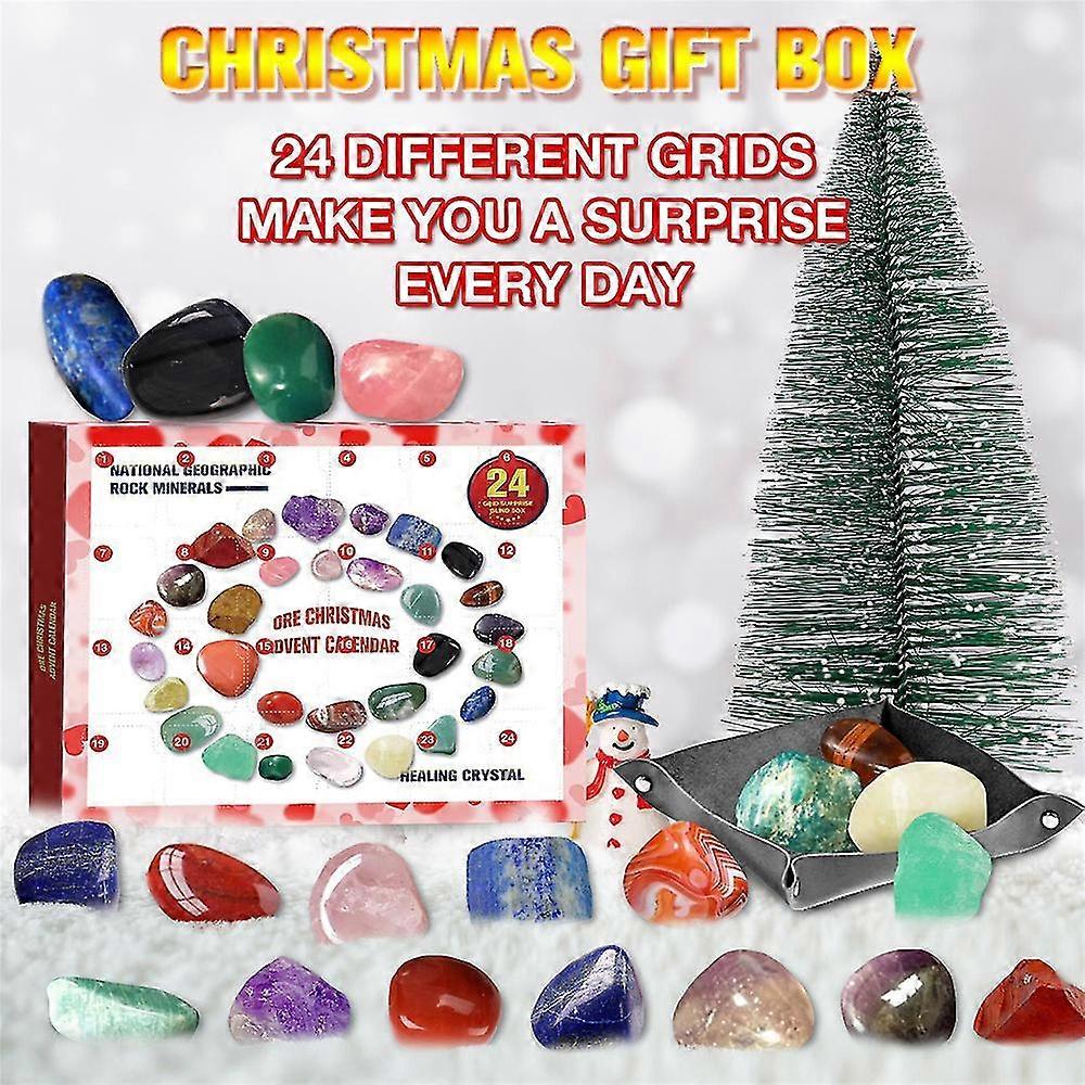 Christmas Countdown Calendars 24 Grids Healing Crystal Stone Blind Box Xmas 24 Days Advent Countdown Calendar Giftchrui1963