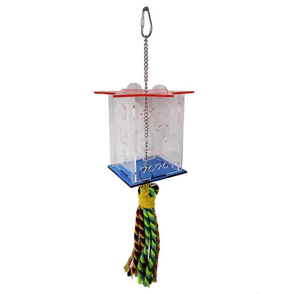 Bird Foraging Toys Parrot Feeder Acrylic Box Food Holder Toy with Swing