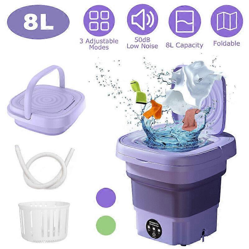 8L Portable Washing Machine, Mini Foldable Washer and Dryer Small Foldable Bucket Washer