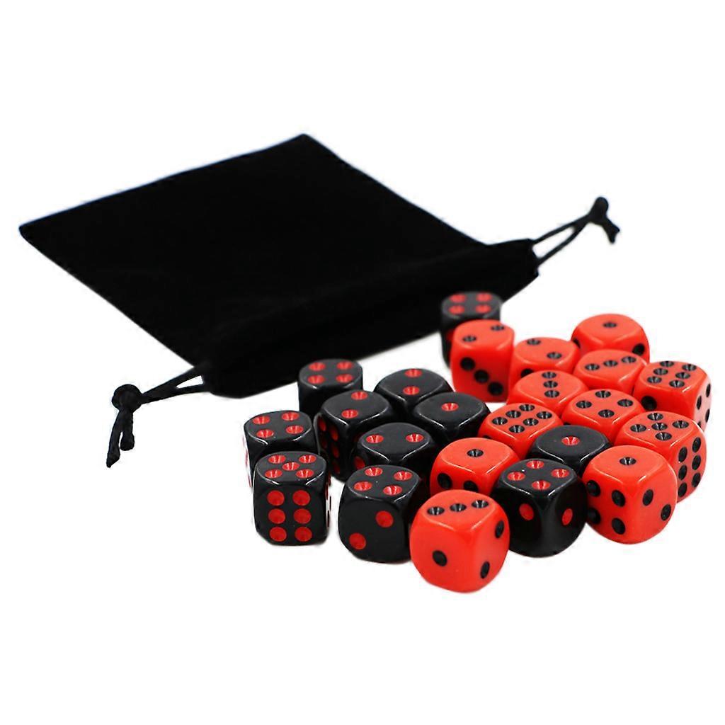 24 Pcs Black Red Dice Acrylic Polyhedron RPG Gambling Games Dice Kid Toys