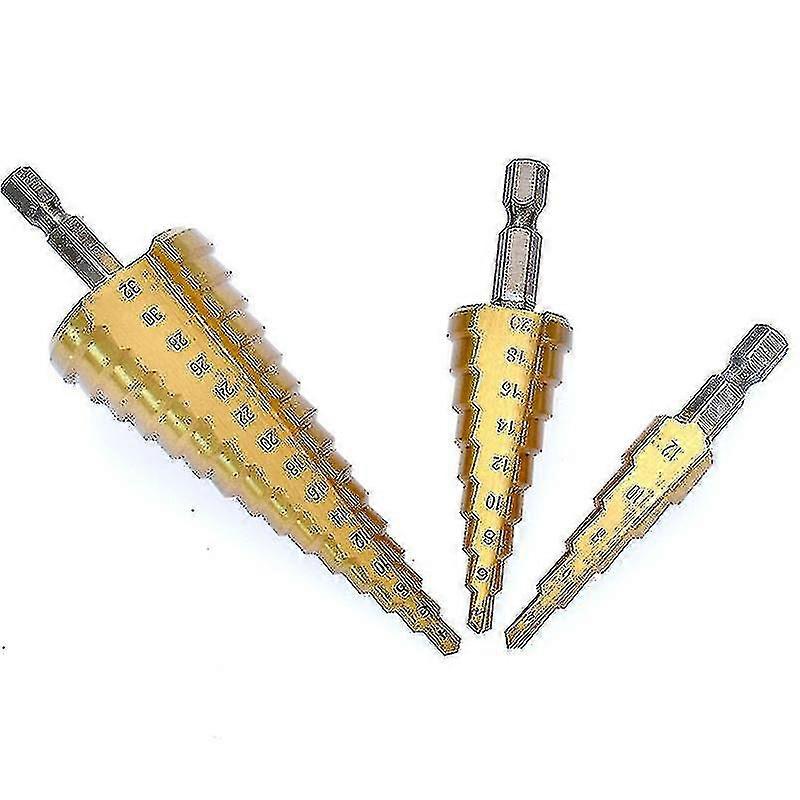 3 Pcs Step Bits, Tapered Bits, 4-12 4-20 4-32mm Reaming Step Bits