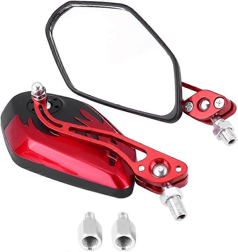 1 Pair Universal Sink Flame Motorcycle Rearview Mirror (Red) Scooter Aluminum Alloy Flame Pattern Side View Mirror, 8mm 10mm