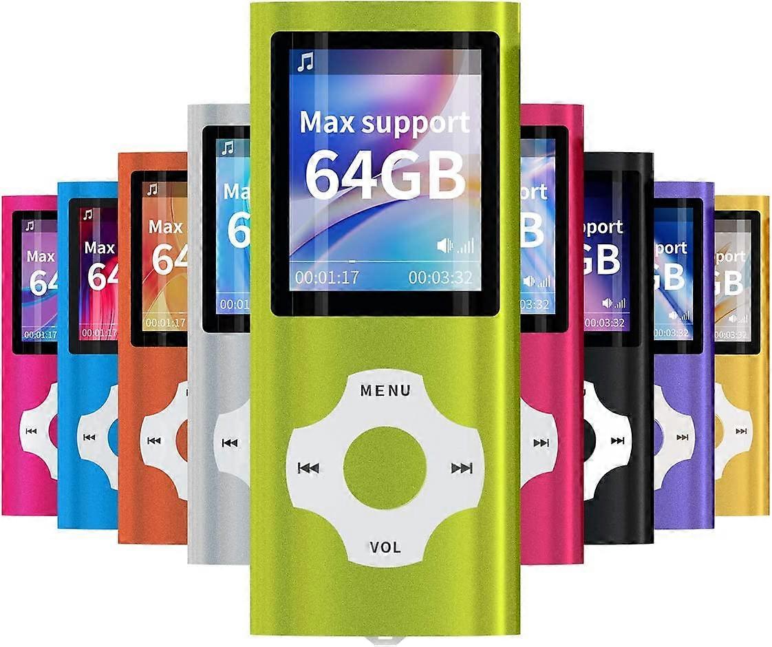 MP3/MP4 player portátil, 1.8 polegadas LCD tela, Max suporte 64GB, verde
