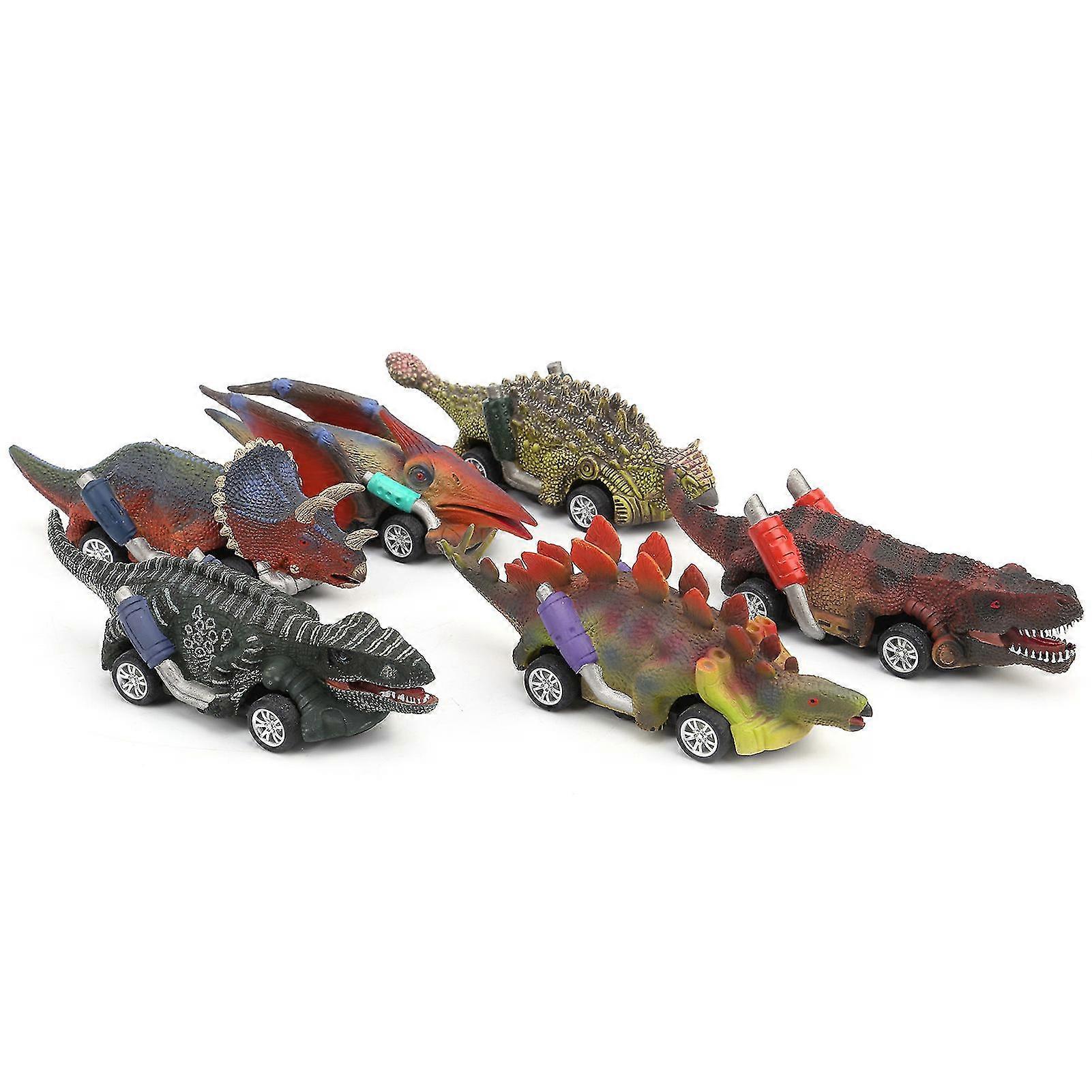 Dinosaur Pullback Car Toys for Kids - 3D Model Vehicles (6 Pack) Gift Set