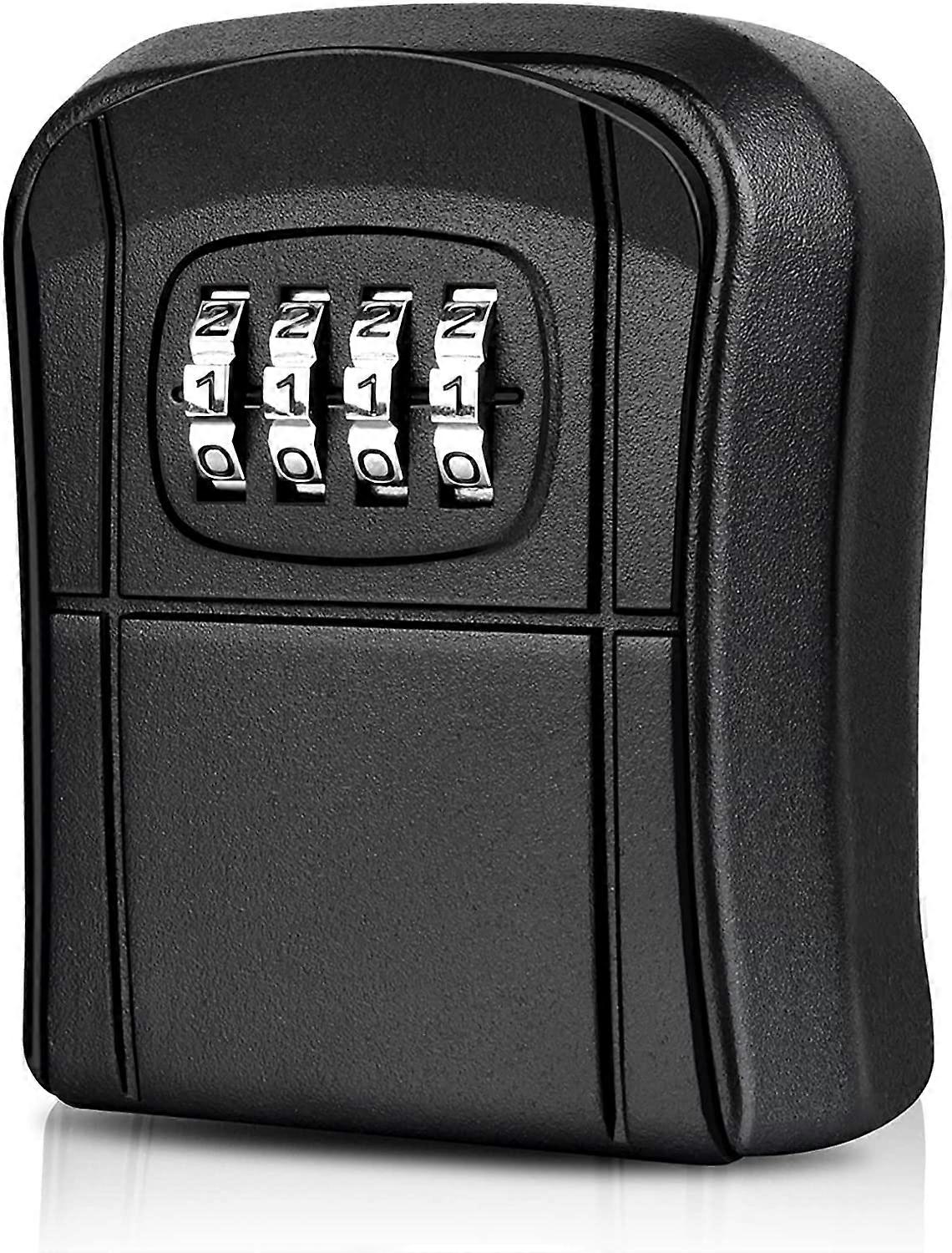 Wall Mounted Secure Key Box Mini Outdoor Key Safe Key Box with 4 Digit Numeric Code Resettable Waterproof Key Case  (Black)