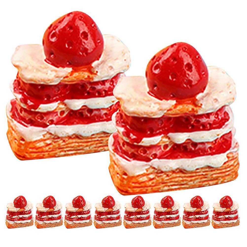 16pcs Artificiel Fraise Gâteau Décoration Réaliste Faux Dessert Modèle Simulation Gâteau Prop
