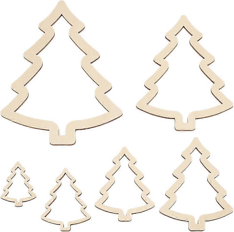 6Pcs Wooden Tree Outline Frame Wood Hoop Rings Macrame Art Frame Weaving Macrame for DIY Craft Making Home Wall Hanging Wreath Decoration 0.15 Inch Th