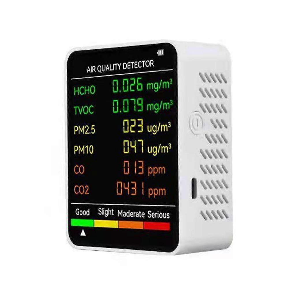 6-in-1 Indoor Air Quality Monitor, CO2 Tester CO2 Carbon Monitor PM2.5, CO2 TVOC, HCHO, PM10 and Tester CO for Home