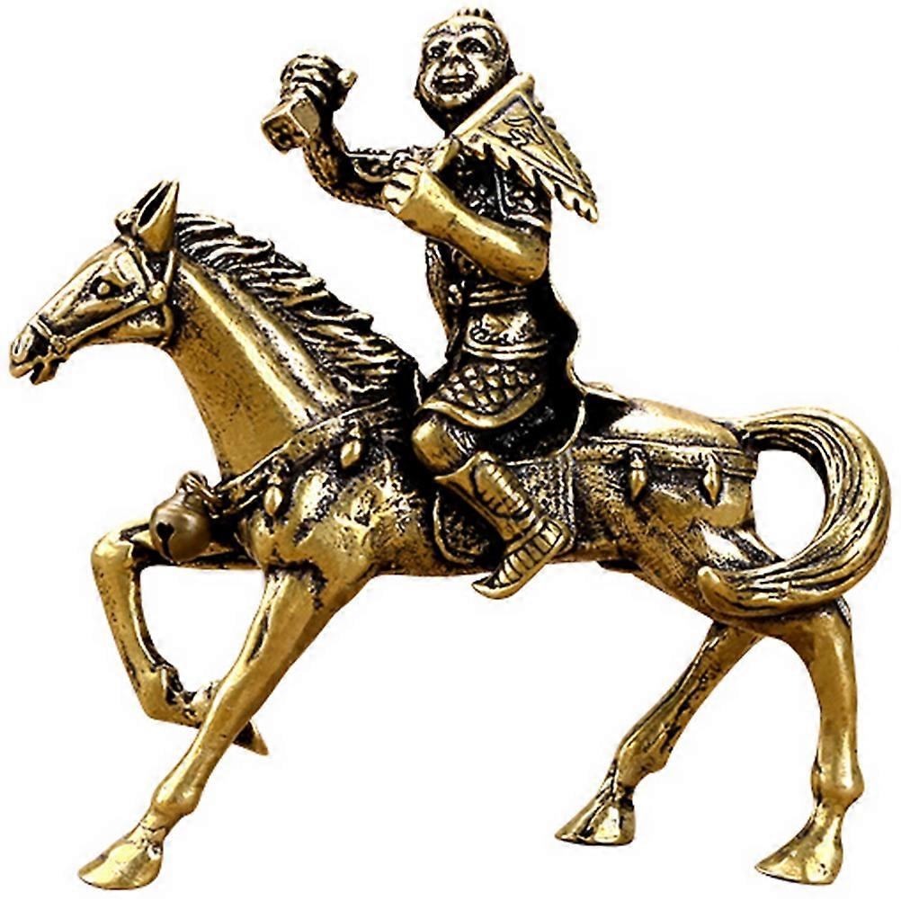 1Pc Monkey Riding Horse Statue Feng Shui Statue Brass Desktop Adornment