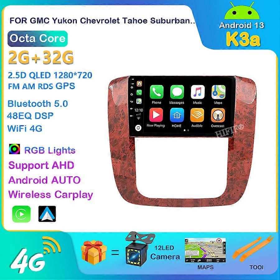 Android 13 Carplay auto For GMC Yukon Chevrolet Tahoe Suburban 2007 - 2012 Car Radio Multimedia Video Player GPS Navigation DSP
