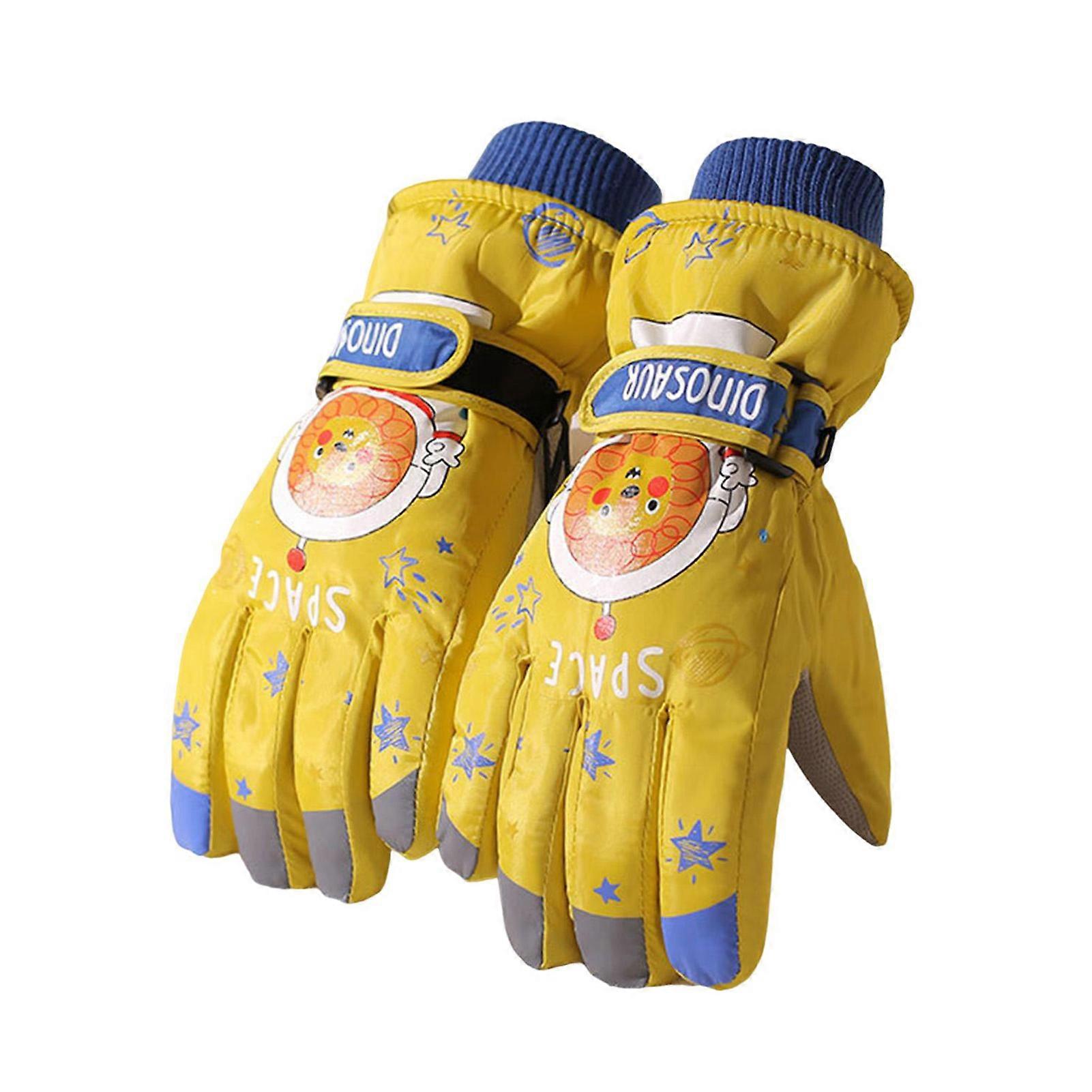 QingHai 1 Pair of Winter Kids Snow Gloves Warm Windproof Soft Plush Lining Water-Repellent Fabric Touch Screen Full Finger Ski Gloves for Toddlers