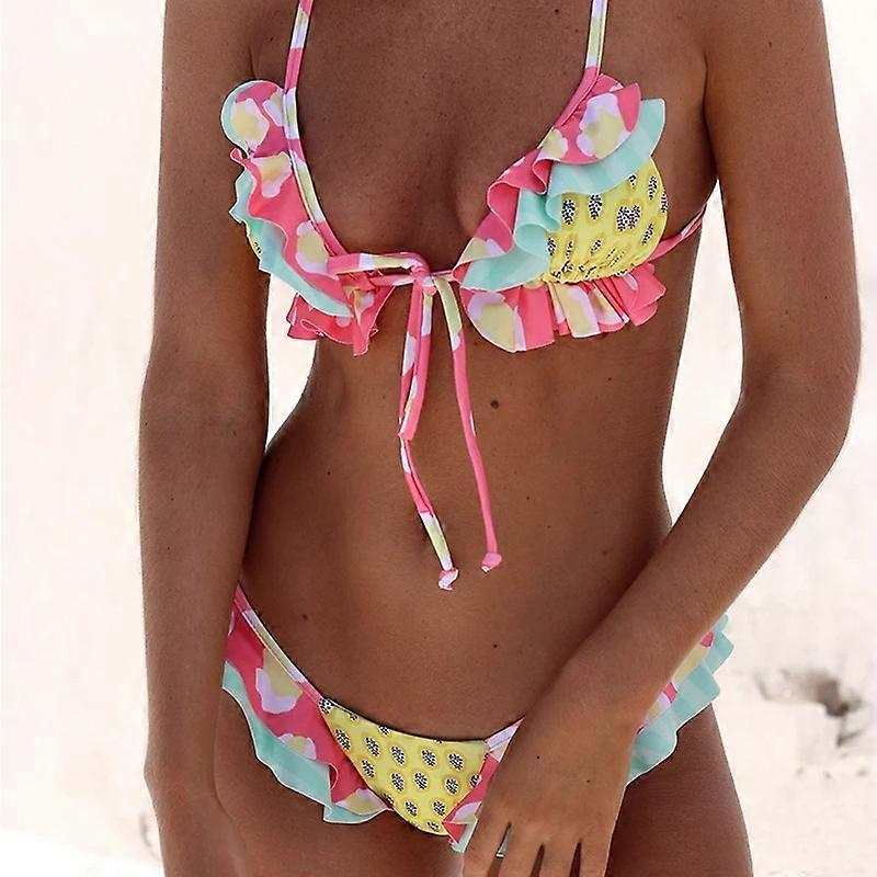 Women's Sexy Split Body Triangular Bikini Printed Swimsuit
