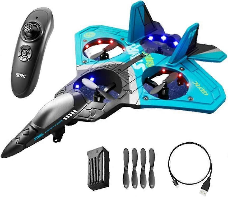 V17 Jet Fighter Stunt Rc Airplane, 360 Stunt Spin Remote And Light For Age 8-12