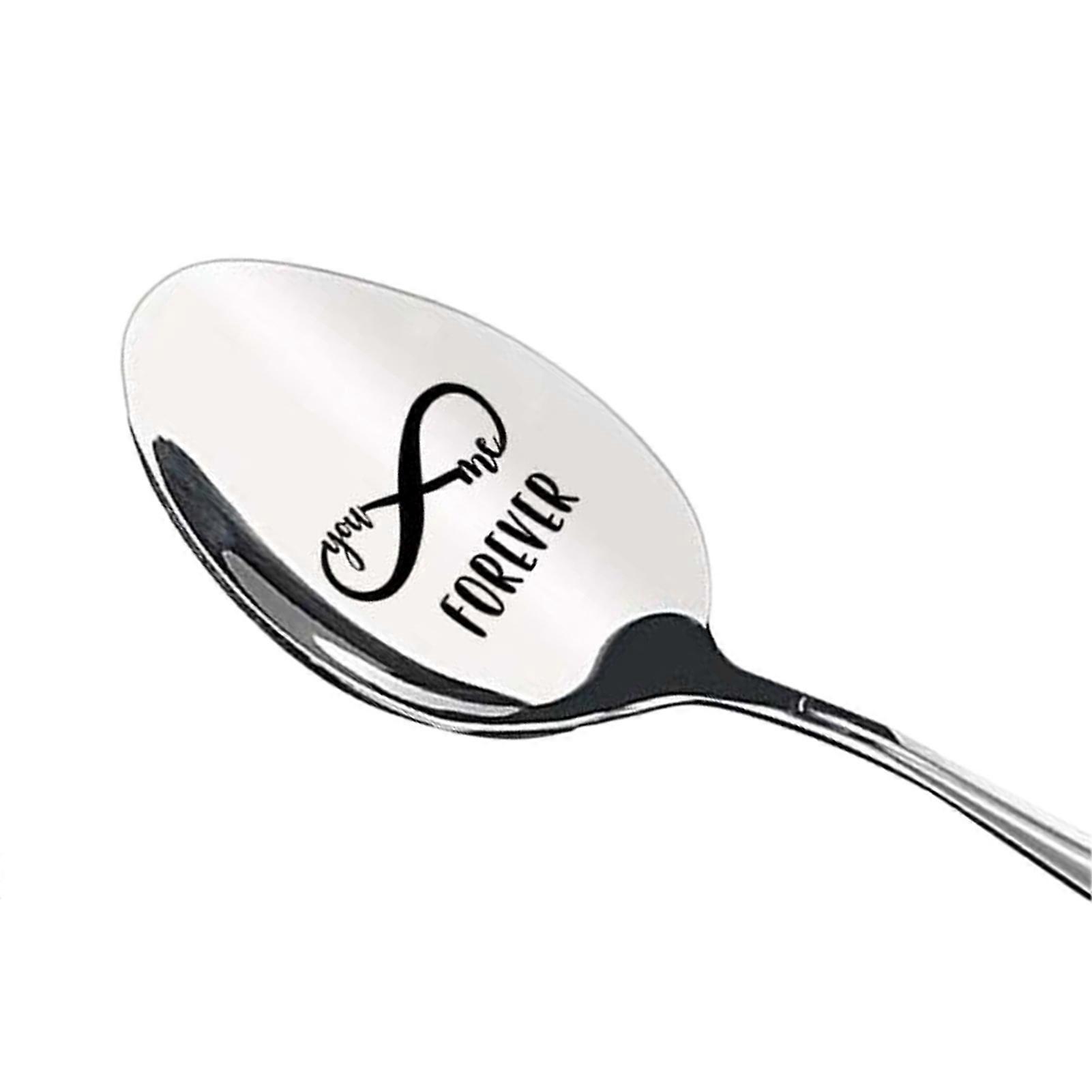Soup Spoon Glossy Easy Clean Romantic Lettering Stainless Steel Free Engraved Coffee Spoon Restaurant Supplies